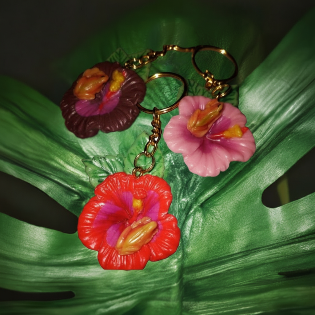 787 Amapola Hibiscus Keychain - Puerto Rican Costume Accessory