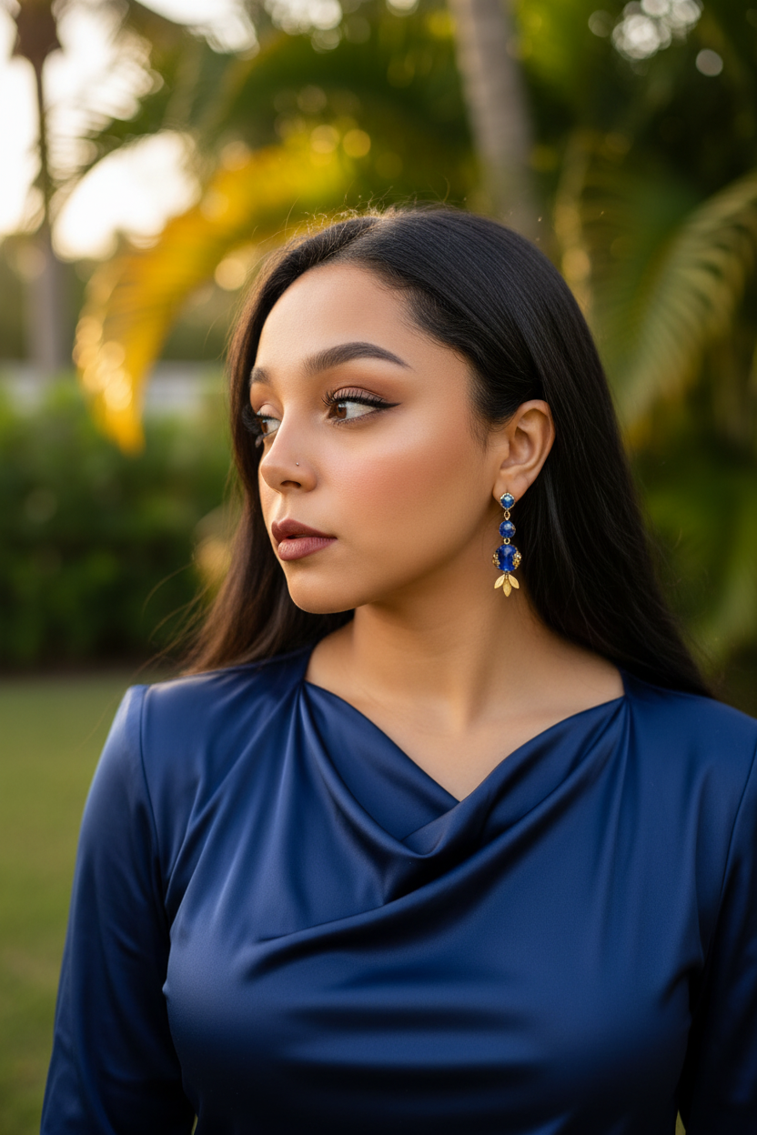Blue Gold Earrings Outdoor