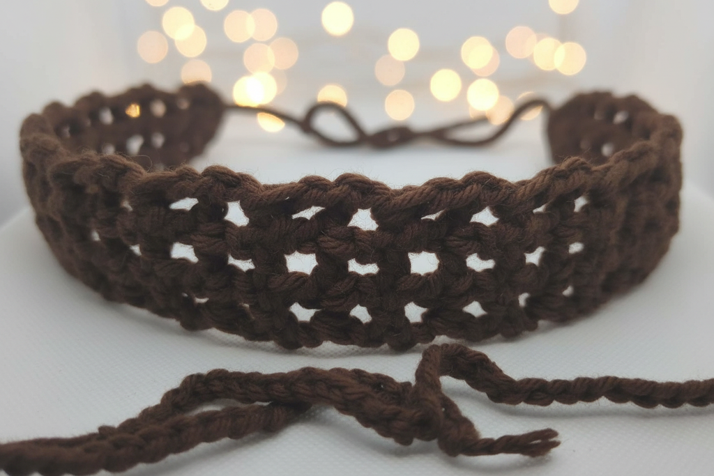 Brown Crochet Headband Texture