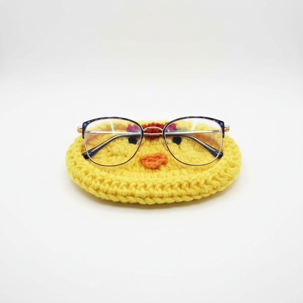 Chirpy chick glasses holder on white