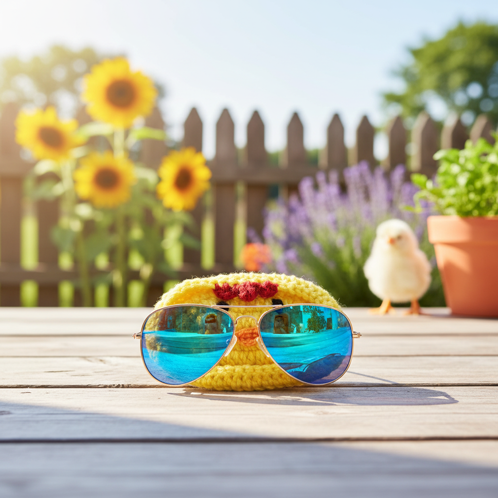 Chirpy chick glasses holder with sunglasses