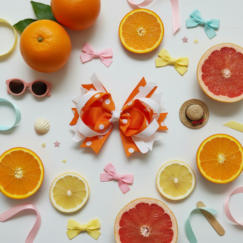 Orange Sherbet bow flat lay