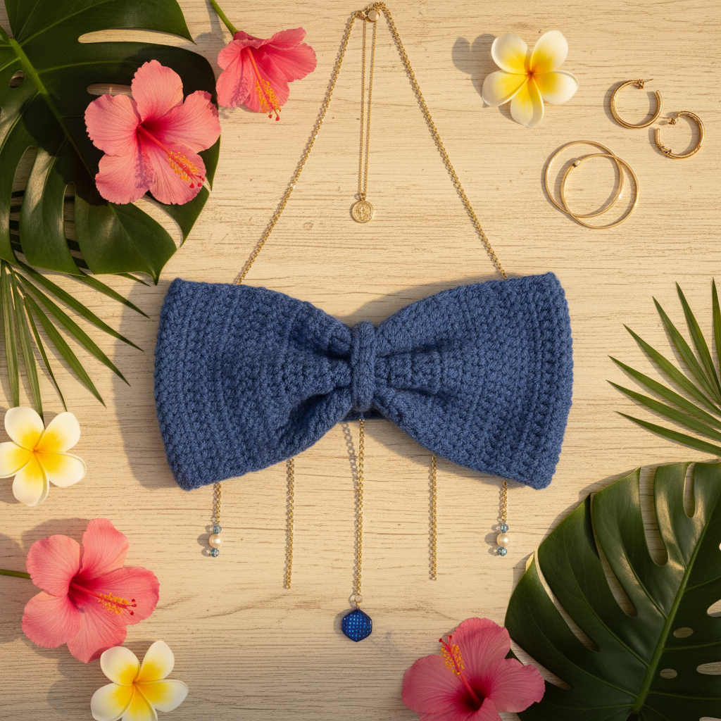 Royal Blue Crochet Bow Top - Lifestyle