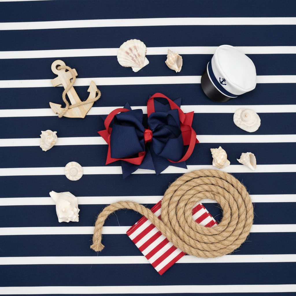 Sailor Sweetheart bow nautical flat lay