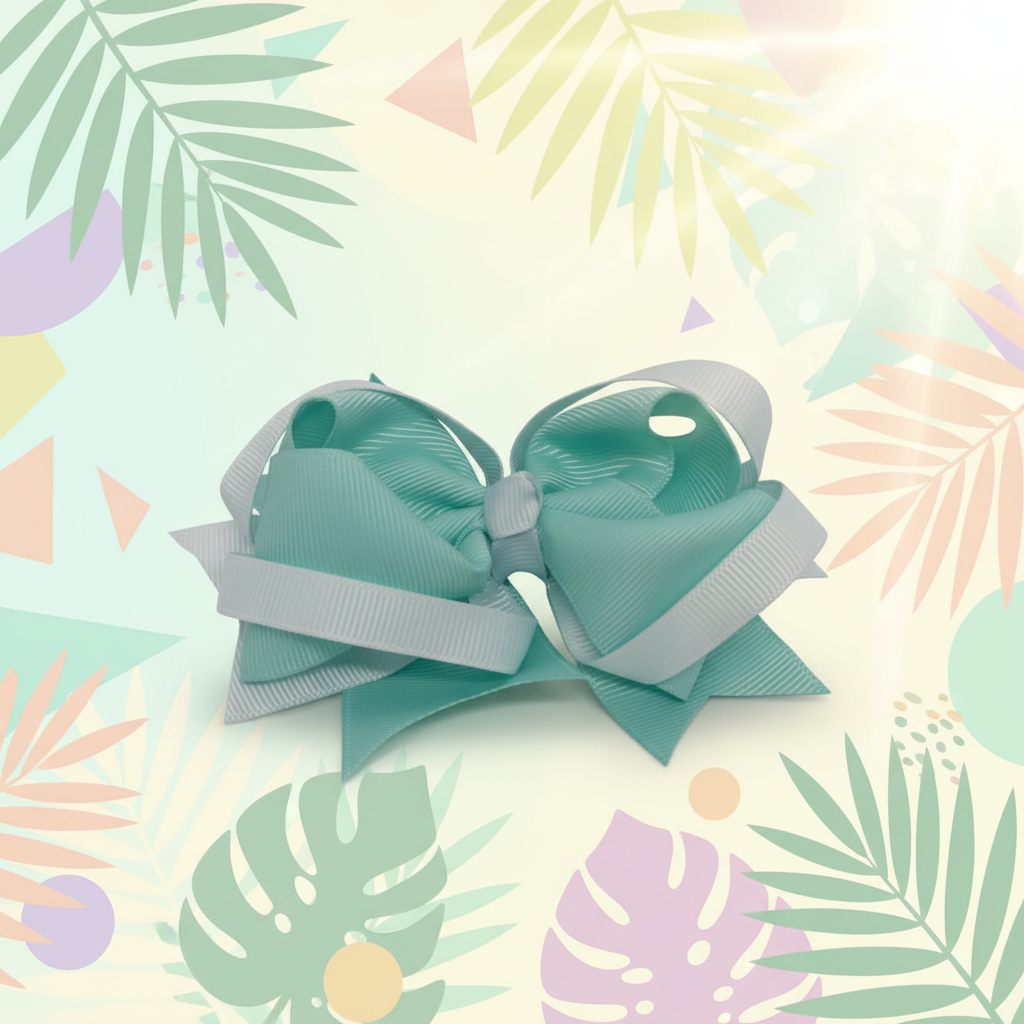 Turquoise bow with tropical theme