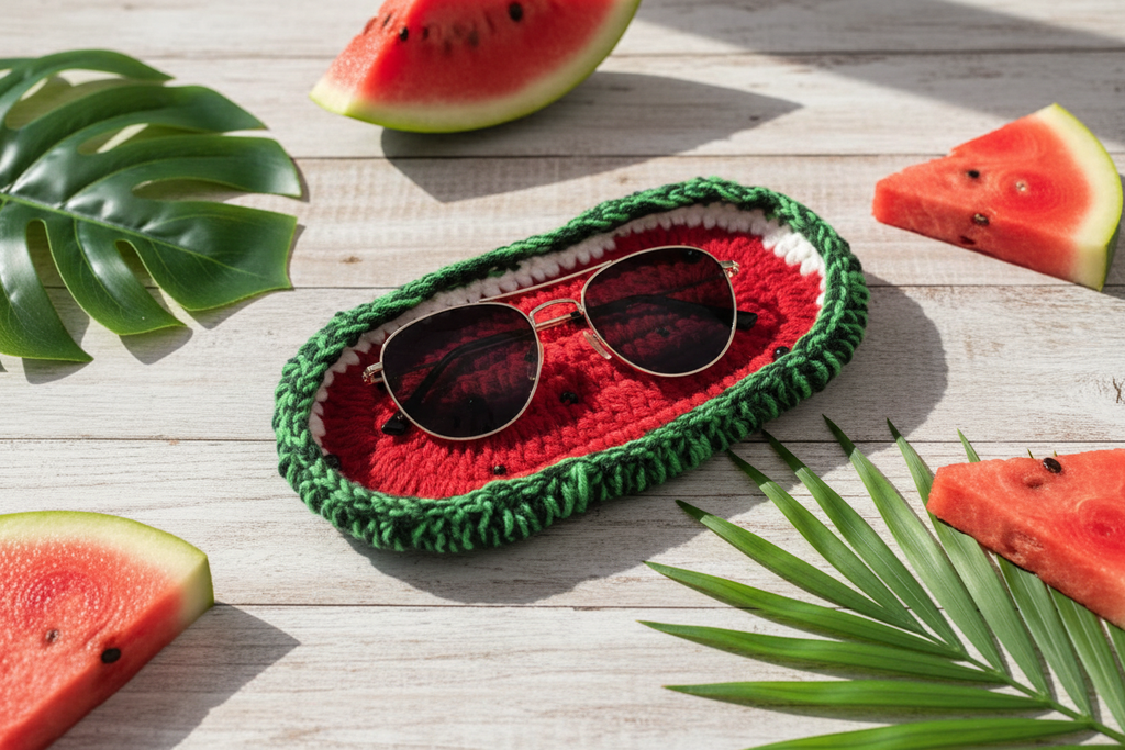 Watermelon glasses holder with fresh watermelon